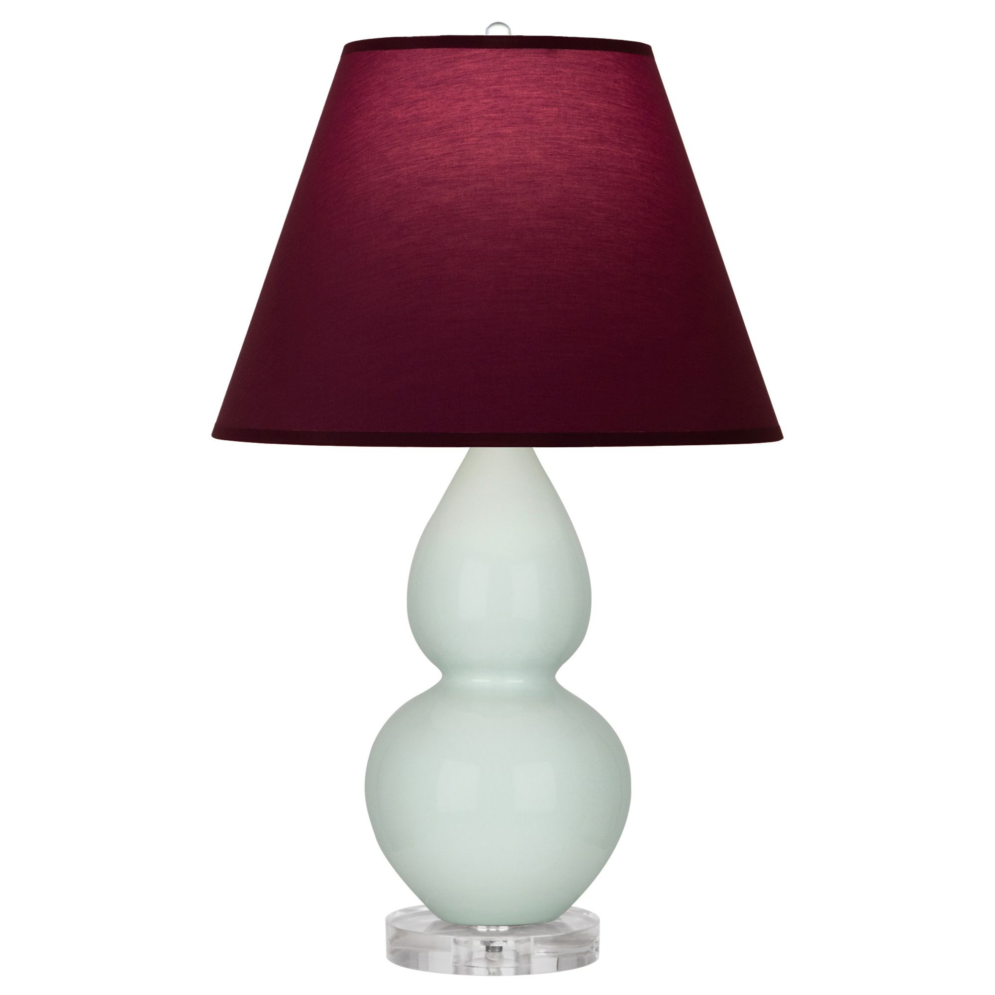 Image 2 Double Gourd 22"H Celadon And Lucite Lamp w/ Plum And Lavender Shade more views