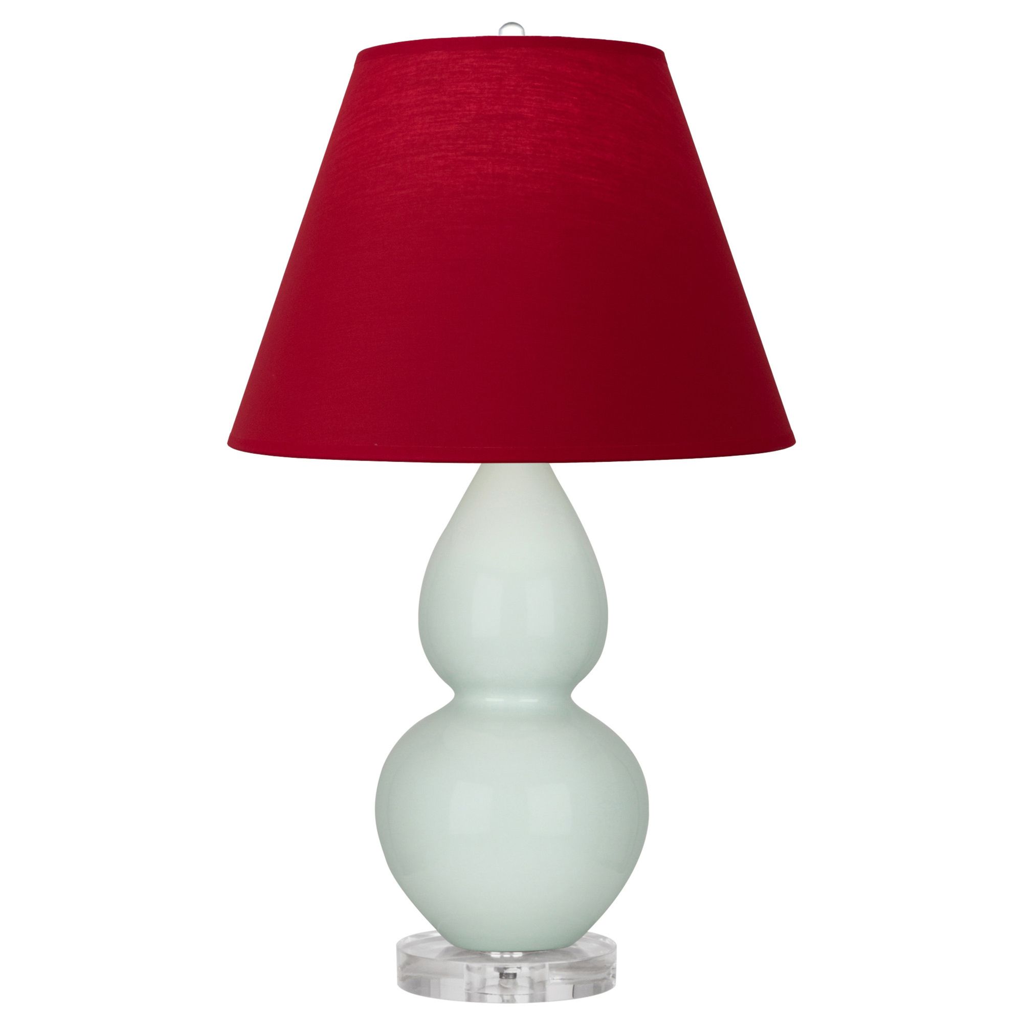 Image 2 Double Gourd 22"H Celadon And Lucite Lamp w/ Rose And Ink Shade more views