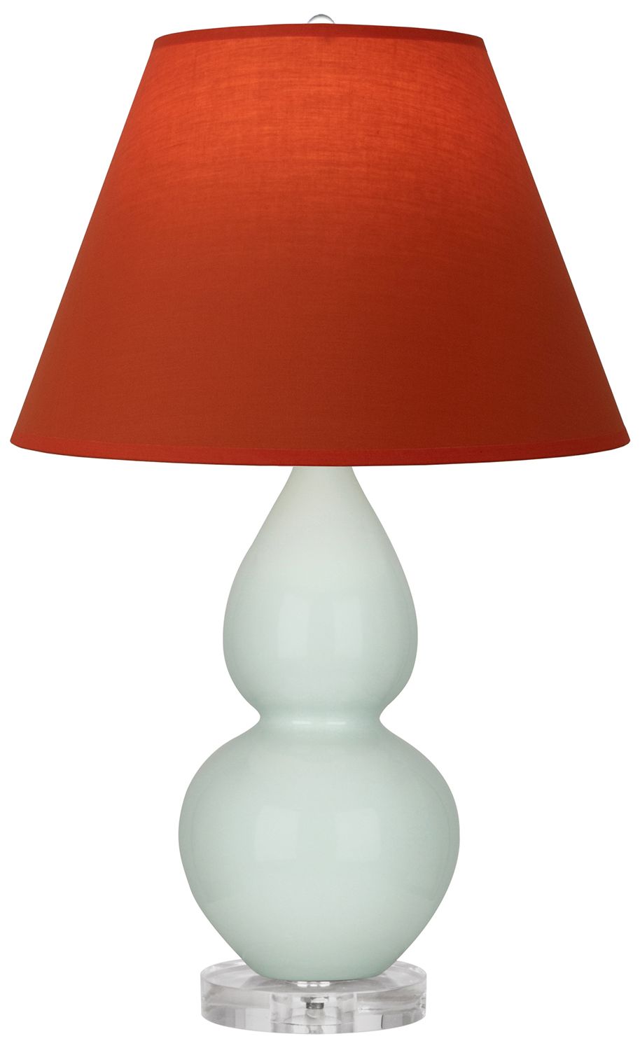 Double Gourd 22"H Celadon &amp; Lucite Lamp w/ Tangerine &amp; Taupe M