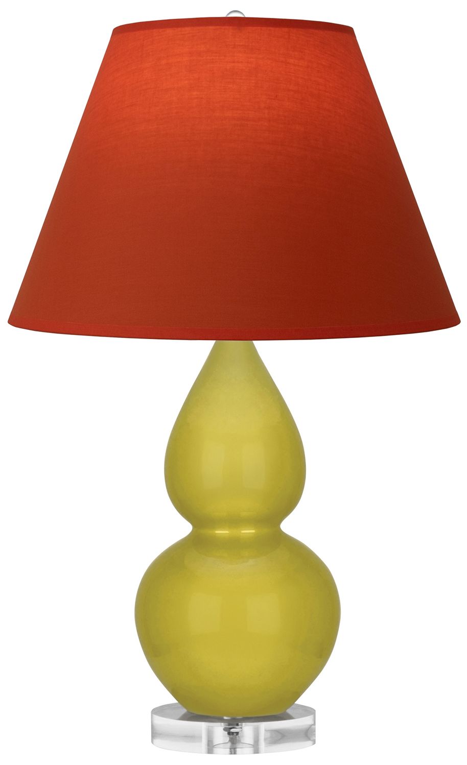Double Gourd 22"H Citron &amp; Lucite Lamp w/ Tangerine &amp; Taupe Ma