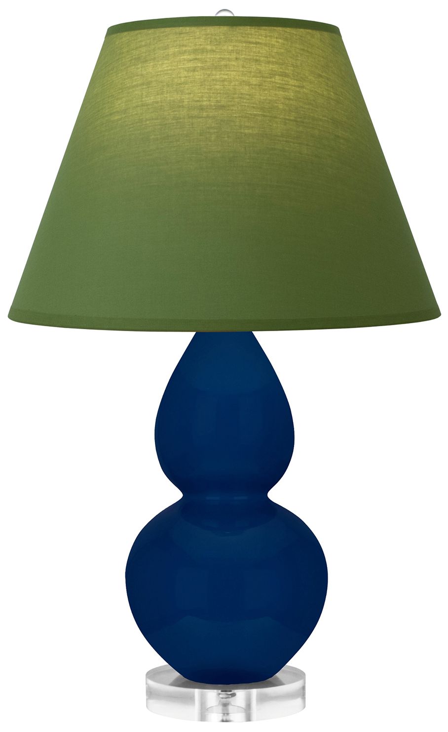 Double Gourd 22"H Cobalt &amp; Lucite Lamp w/ Tea Green &amp; Taupe Ma