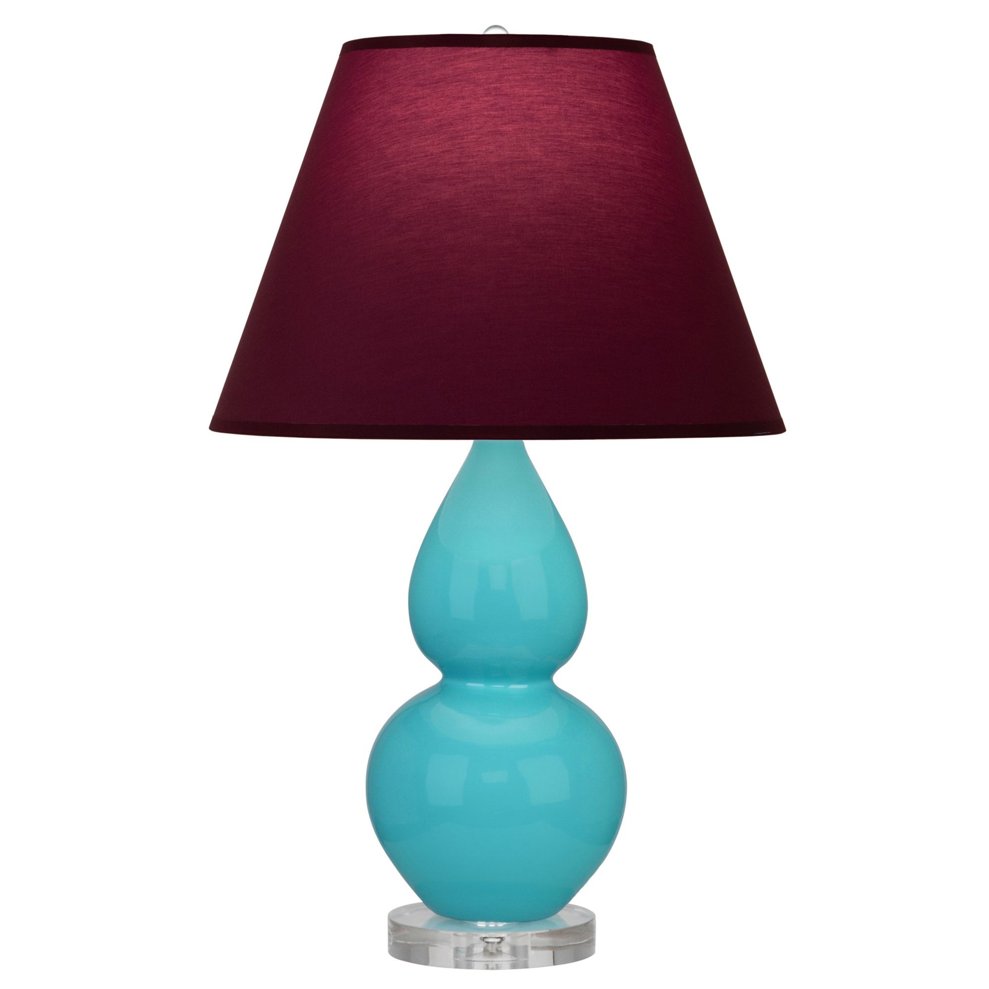 Image 2 Double Gourd 22"H Egg Blue And Lucite Accent Lamp w/ Plum Shade more views