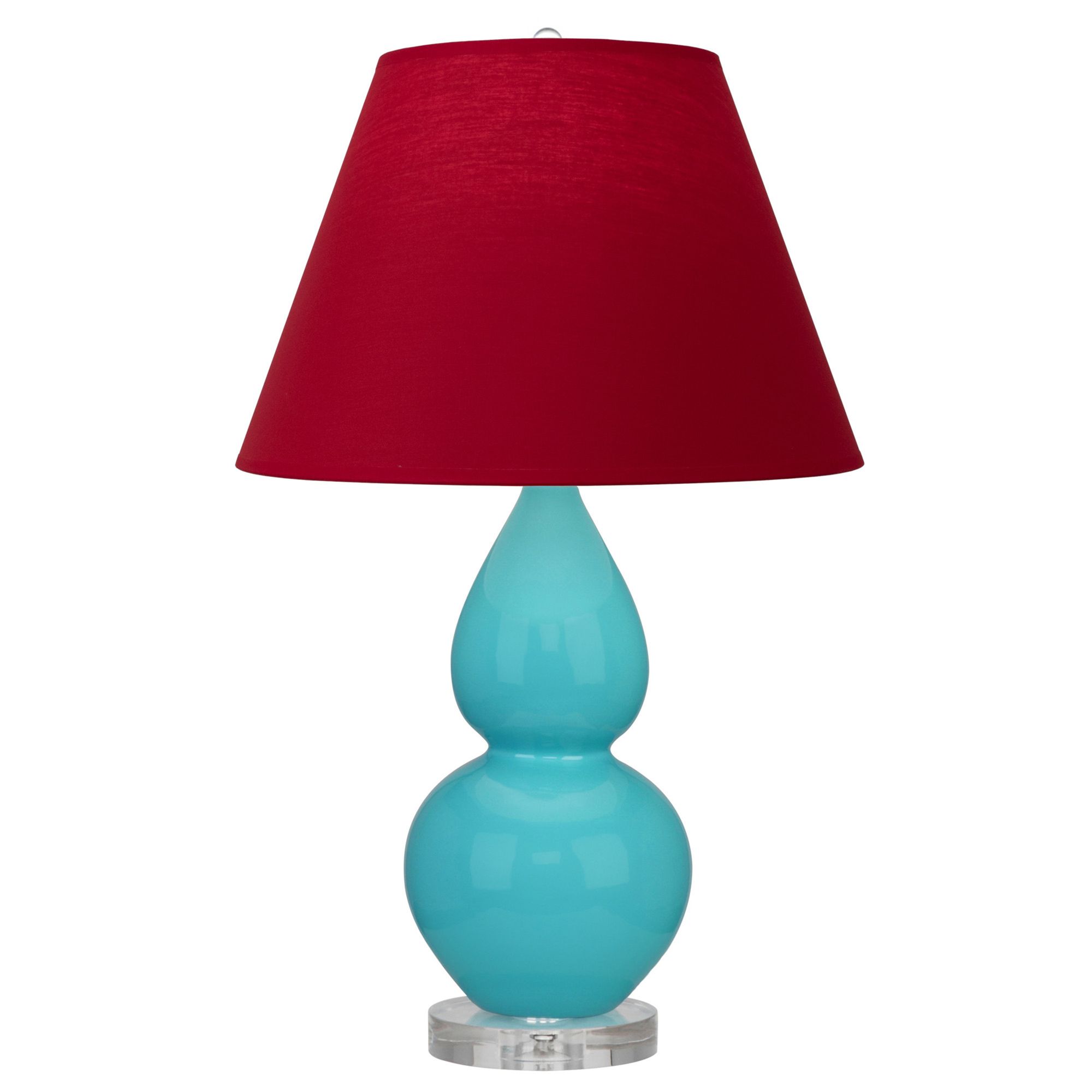 Image 2 Double Gourd 22"H Egg Blue And Lucite Accent Lamp w/ Rose Red Shade more views