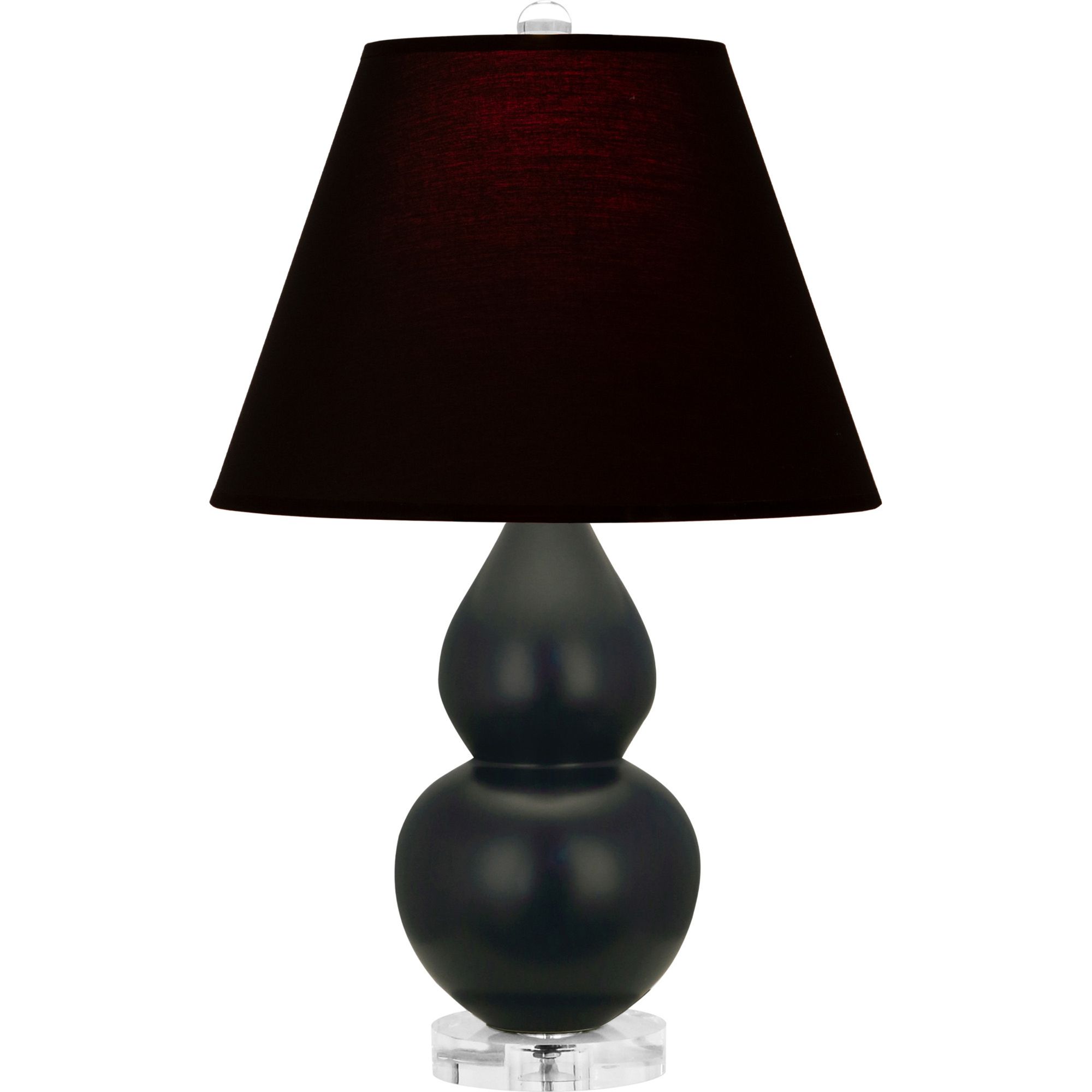 Image 2 Double Gourd 22"H Matte Obsidian And Lucite Lamp w/ Ink And Rose Shade more views