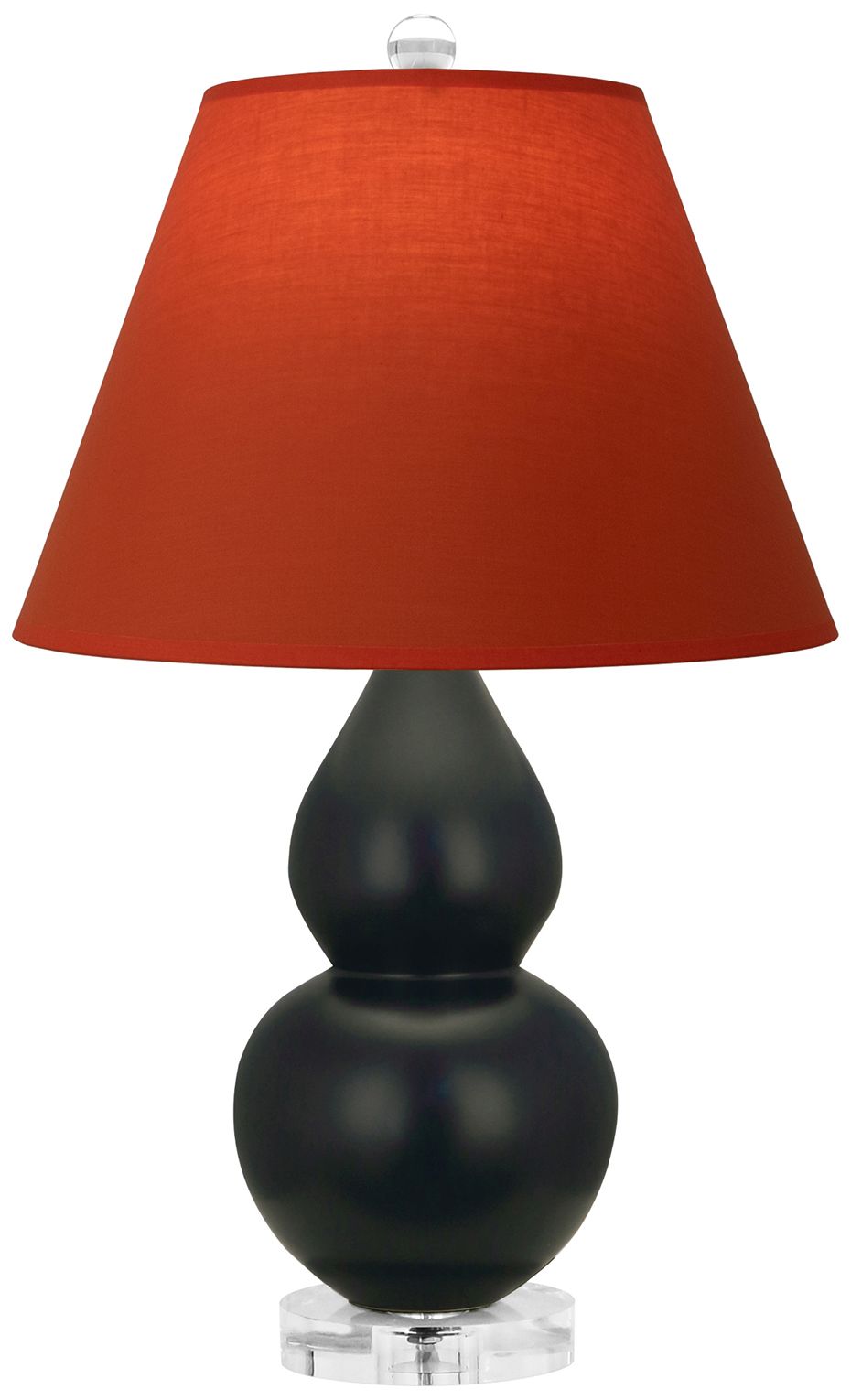 Double Gourd 22"H Obsidian &amp; Lucite Lamp w/Tangerine &amp; Taupe M