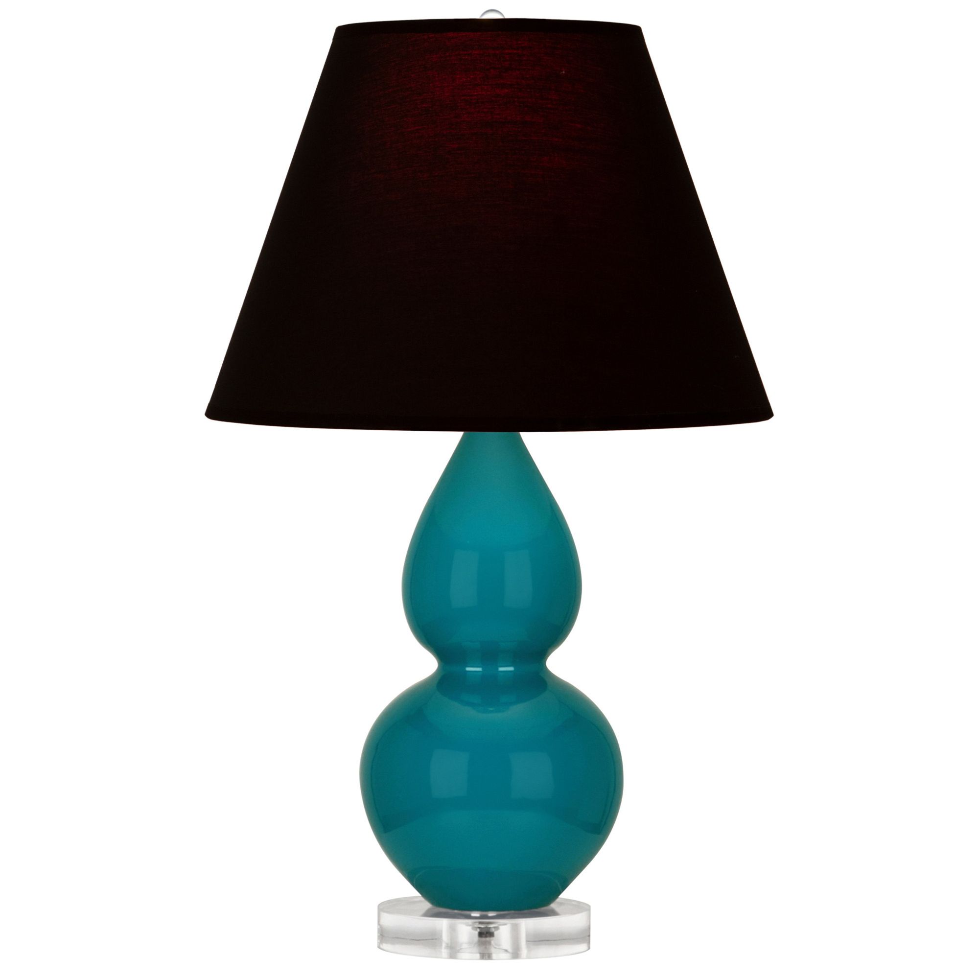 Image 2 Double Gourd 22"H Peacock And Lucite Accent Lamp w/ Ink And Rose Shade more views