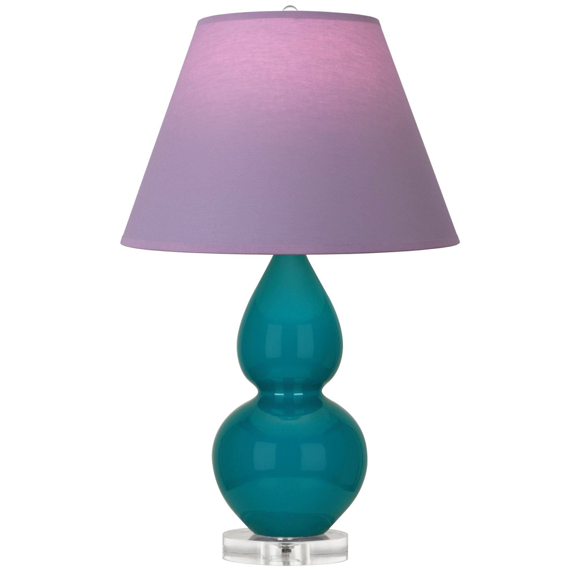 Image 2 Double Gourd 22"H Peacock And Lucite Lamp w/ Lavender And Plum Shade more views
