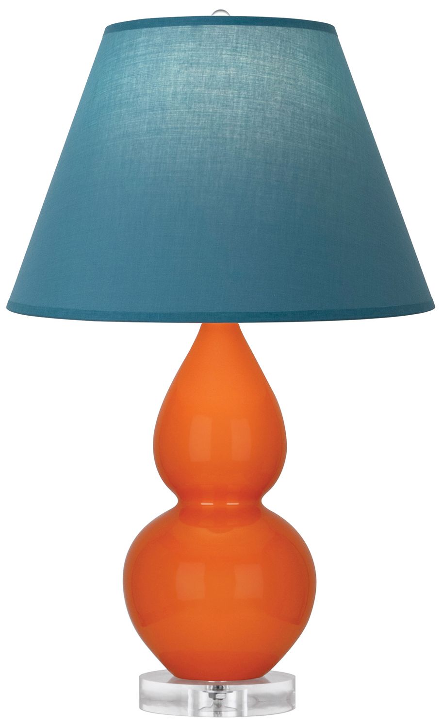 Double Gourd 22"H Pumpkin &amp; Lucite Lamp w/Bright Blue &amp; Gray M