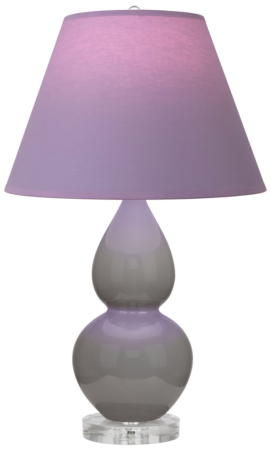 Double Gourd 22"H Taupe And Lucite Lamp w/ Lavender And Plum Made to O