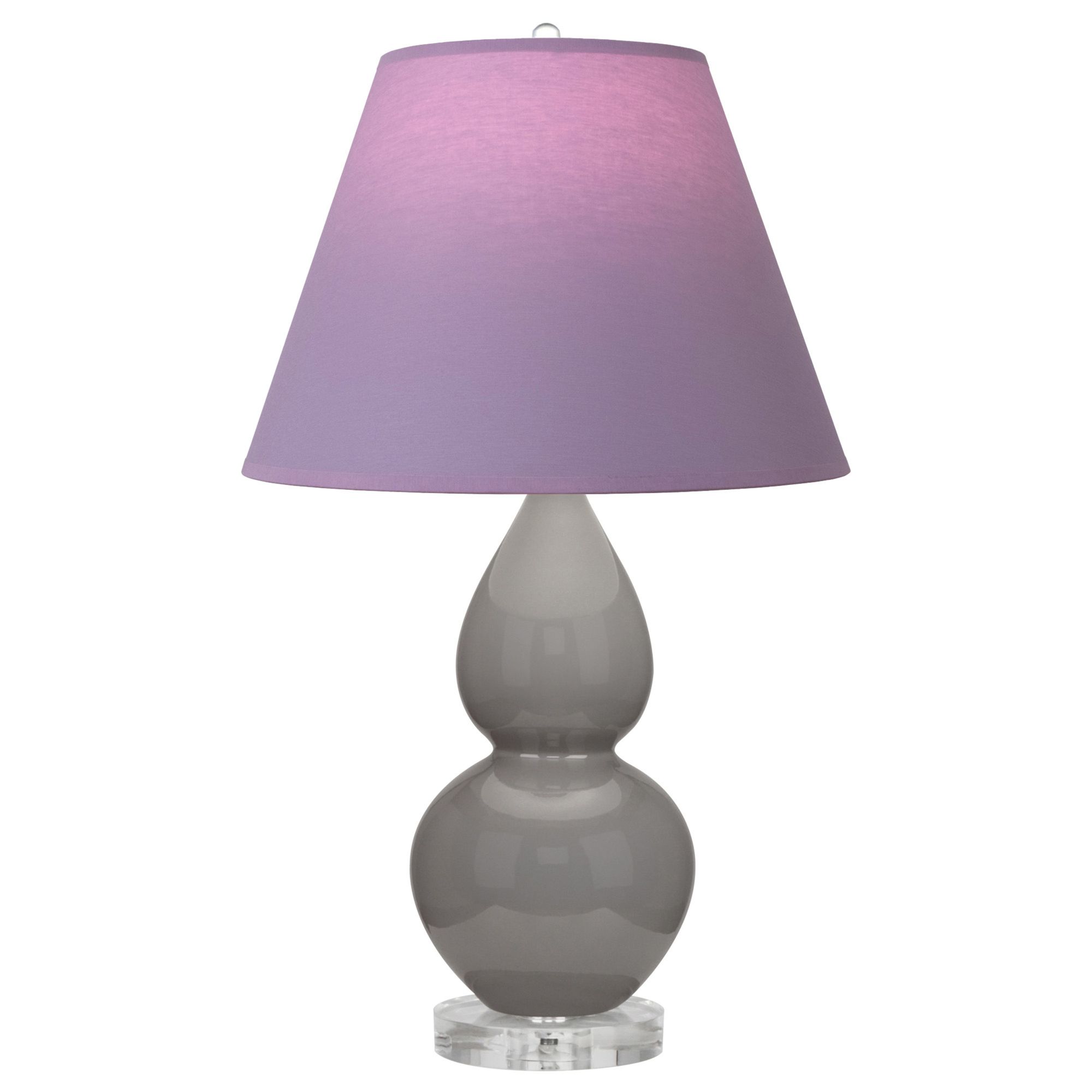 Image 2 Double Gourd 22"H Taupe And Lucite Lamp w/ Lavender And Plum Shade more views