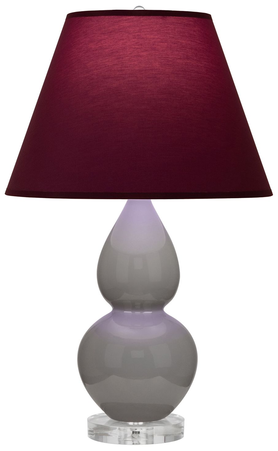 Double Gourd 22"H Taupe And Lucite Lamp w/ Plum And Lavender Made to O
