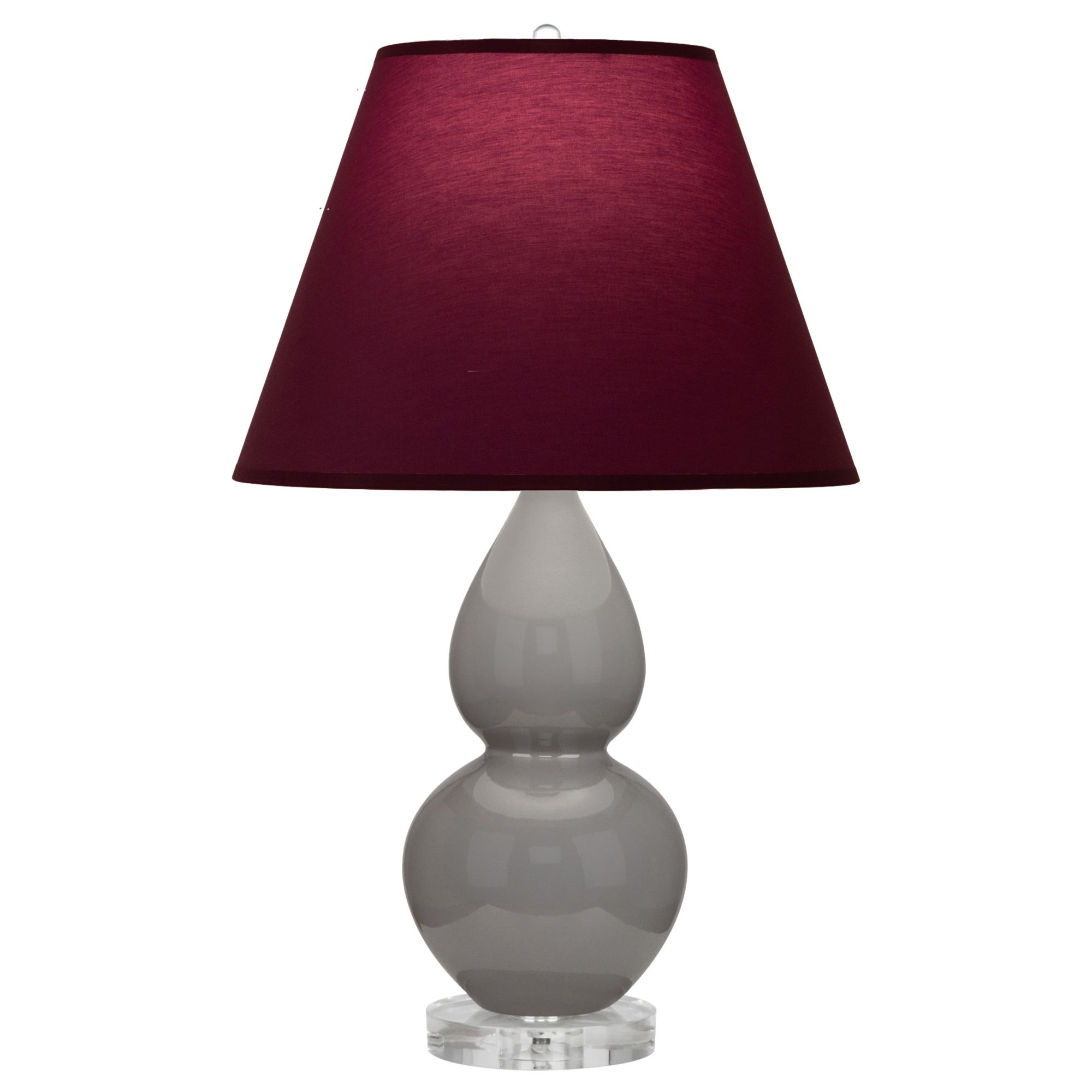 Image 2 Double Gourd 22"H Taupe And Lucite Lamp w/ Plum And Lavender Shade more views