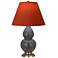 Double Gourd 23"H Ash And Brass Lamp w/ Tangerine And Taupe Shade