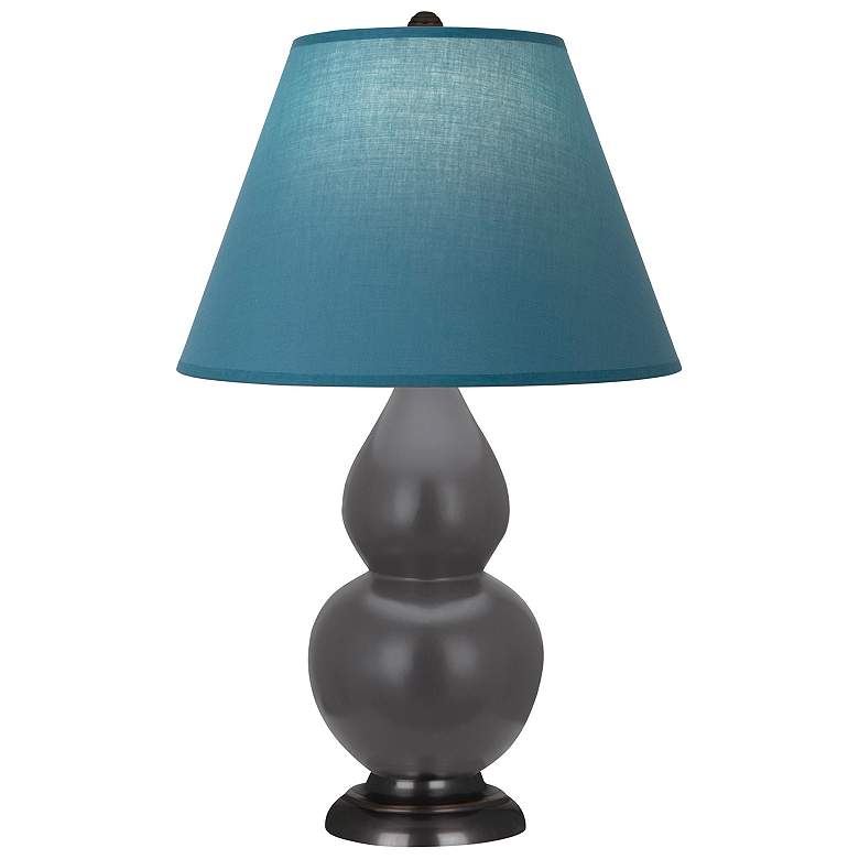 Image 1 Double Gourd 23"H Ash And Bronze Lamp w/ Bright Blue And Gray Shade