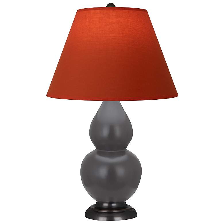 Image 1 Double Gourd 23"H Ash And Bronze Lamp w/ Tangerine And Taupe Shade