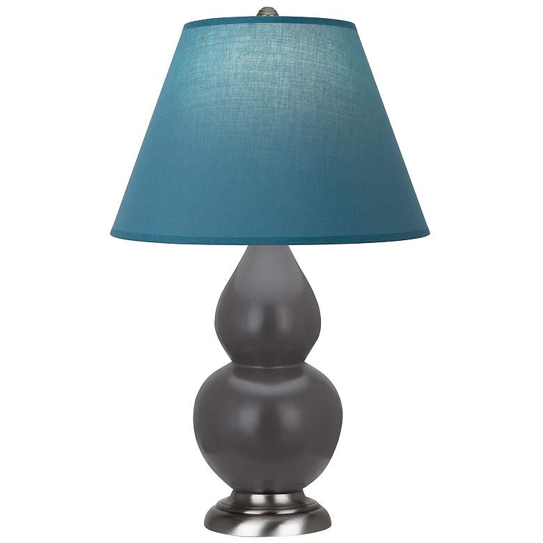 Image 1 Double Gourd 23"H Ash And Silver Lamp w/ Bright Blue And Gray Shade