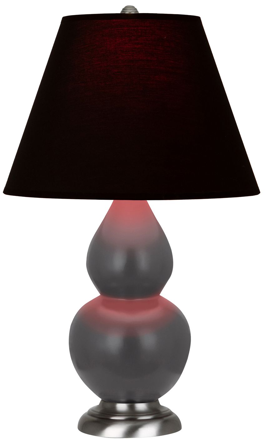 Double Gourd 23"H Ash And Silver Lamp w/ Ink And Rose Shade - Made to Order