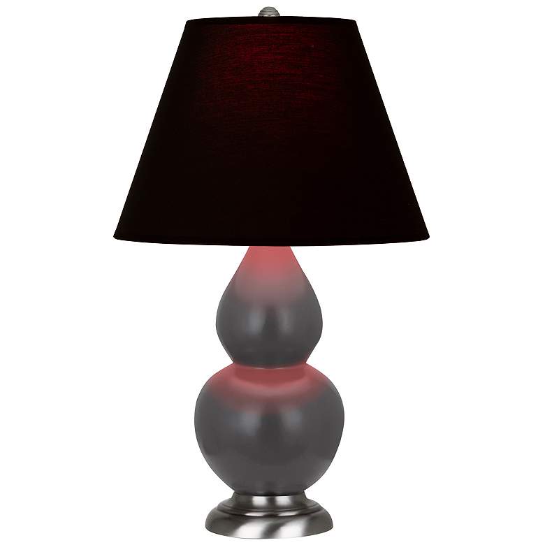 Image 1 Double Gourd 23"H Ash And Silver Lamp w/ Ink And Rose Shade