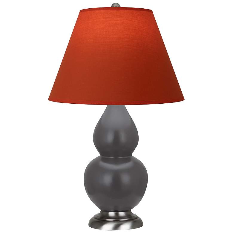 Image 1 Double Gourd 23"H Ash And Silver Lamp w/ Tangerine And Taupe Shade