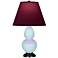 Double Gourd 23"H Baby Blue And Bronze Lamp w/ Plum And Lavender Shade