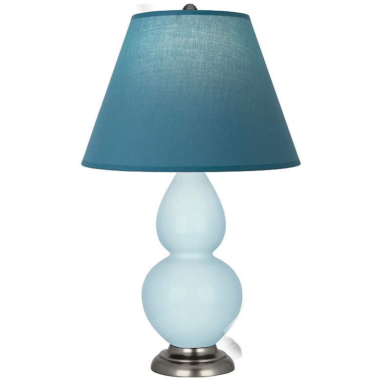 Image 1 Double Gourd 23"H Baby Blue And Silver Lamp w/ Bright Blue And Gray Shade