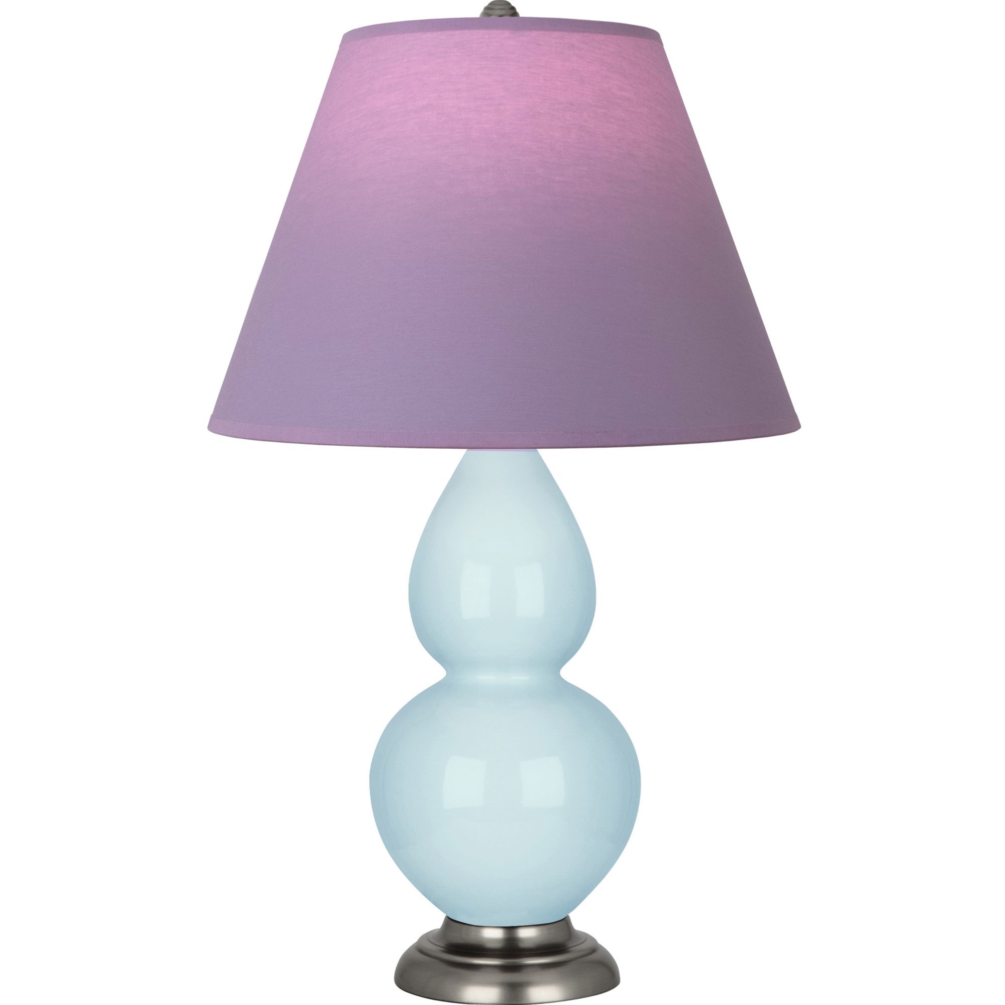 Image 2 Double Gourd 23"H Baby Blue And Silver Lamp w/ Lavender And Plum Shade more views