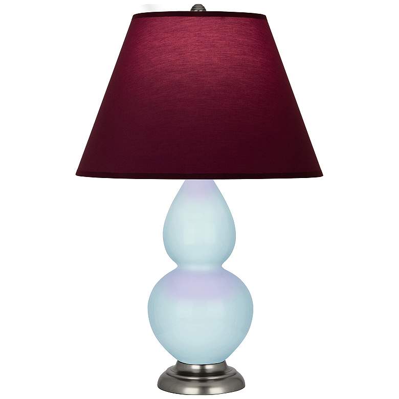 Image 1 Double Gourd 23"H Baby Blue And Silver Lamp w/ Plum And Lavender Shade