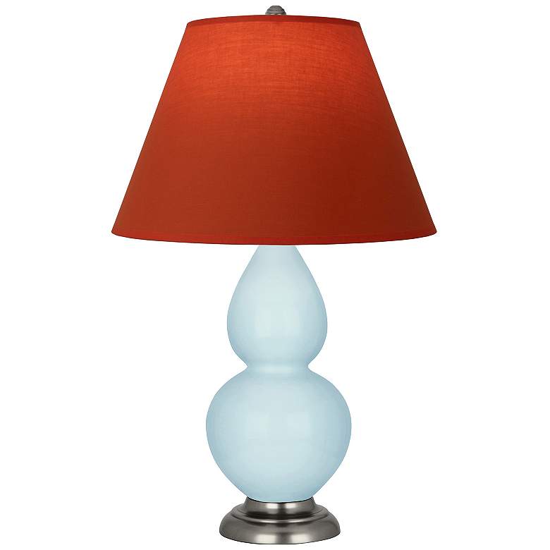 Image 1 Double Gourd 23"H Baby Blue And Silver Lamp w/ Tangerine And Taupe Shade