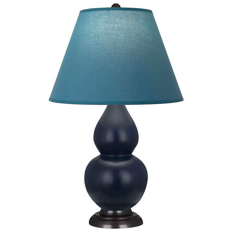 Image 1 Double Gourd 23"H Blue And Bronze Lamp w/ Bright Blue And Gray Shade