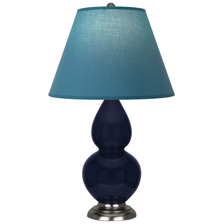 Image 1 Double Gourd 23"H Blue And Silver Lamp w/ Bright Blue And Gray Shade