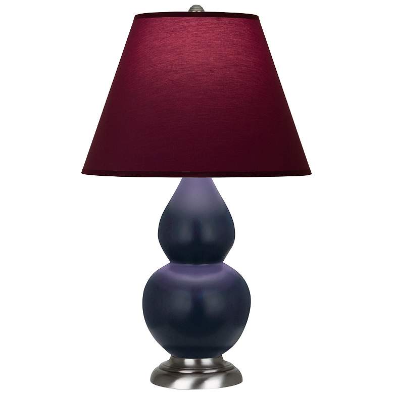Image 1 Double Gourd 23"H Blue And Silver Lamp w/ Plum And Lavender Shade