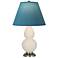 Double Gourd 23"H Bone And Silver Lamp w/ Bright Blue And Gray Shade