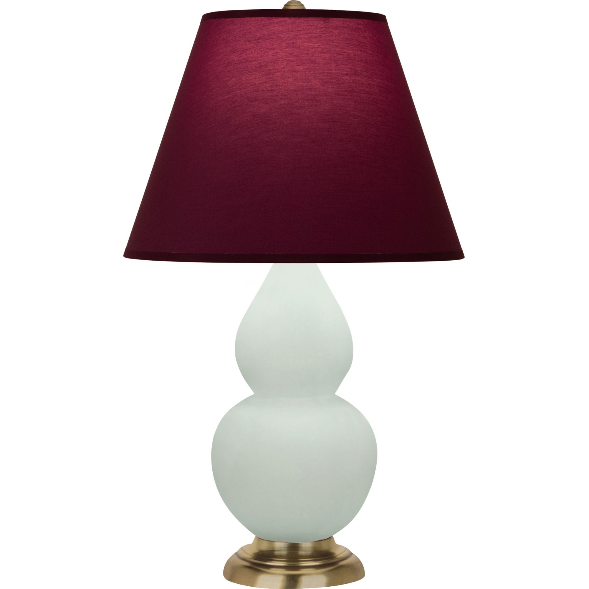 Image 2 Double Gourd 23"H Celadon And Brass Lamp w/ Plum And Lavender Shade more views