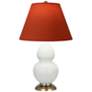 Double Gourd 23"H Celadon And Brass Lamp w/ Tangerine And Taupe Shade