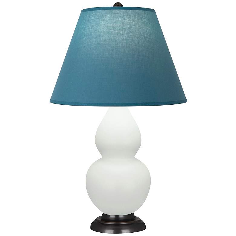 Image 1 Double Gourd 23"H Celadon And Bronze Lamp w/ Bright Blue And Gray Shade