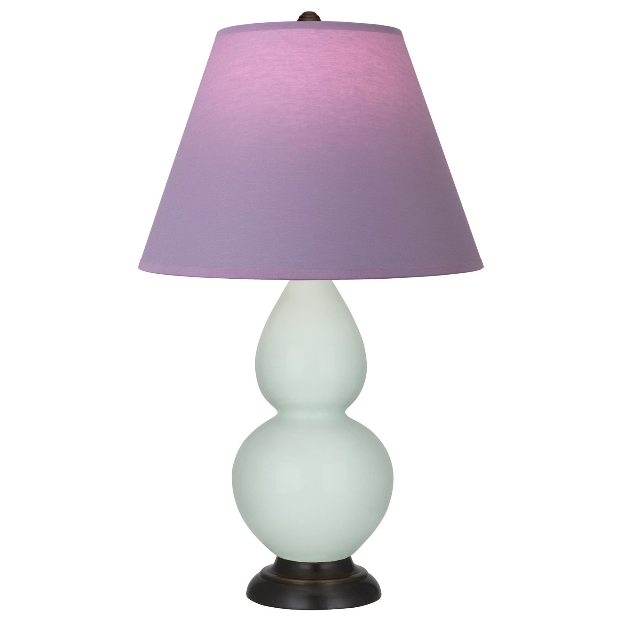 Image 2 Double Gourd 23"H Celadon And Bronze Lamp w/ Lavender And Plum Shade more views