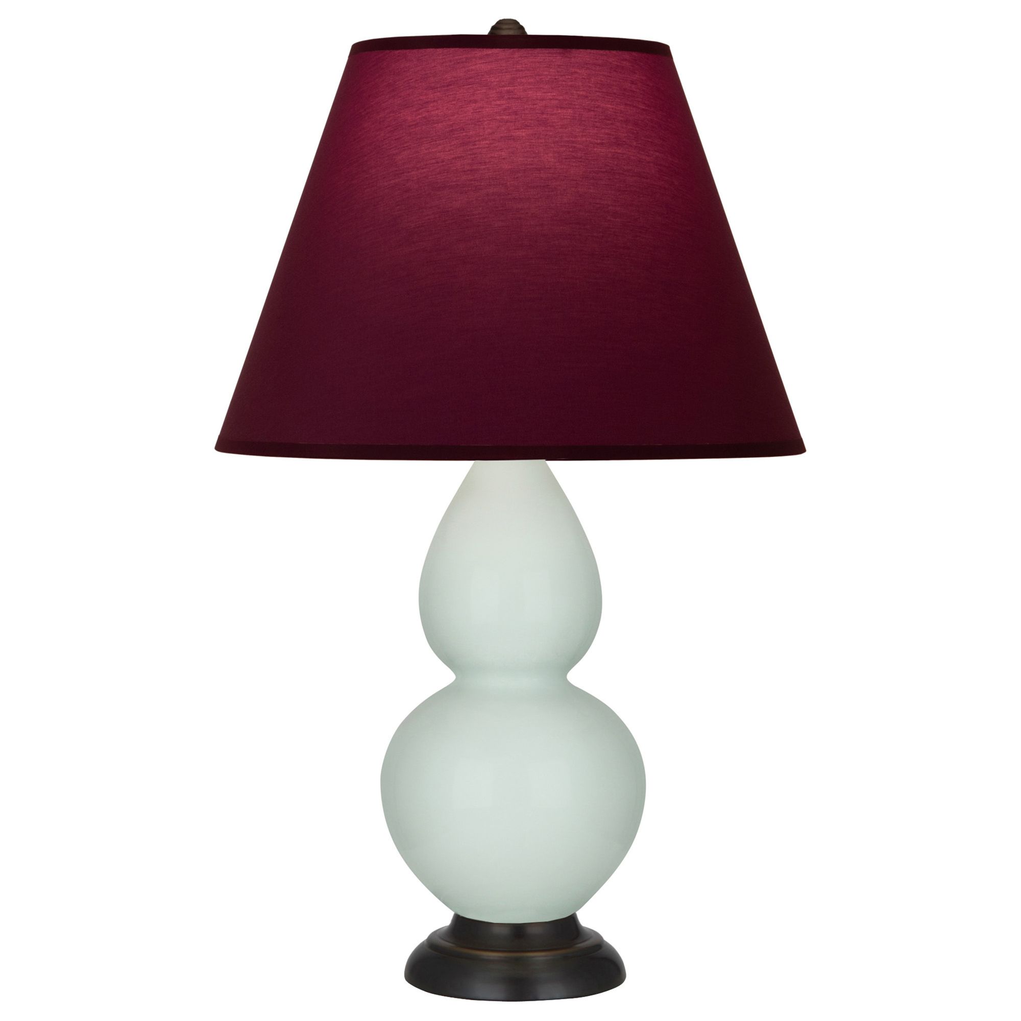 Image 2 Double Gourd 23"H Celadon And Bronze Lamp w/ Plum And Lavender Shade more views