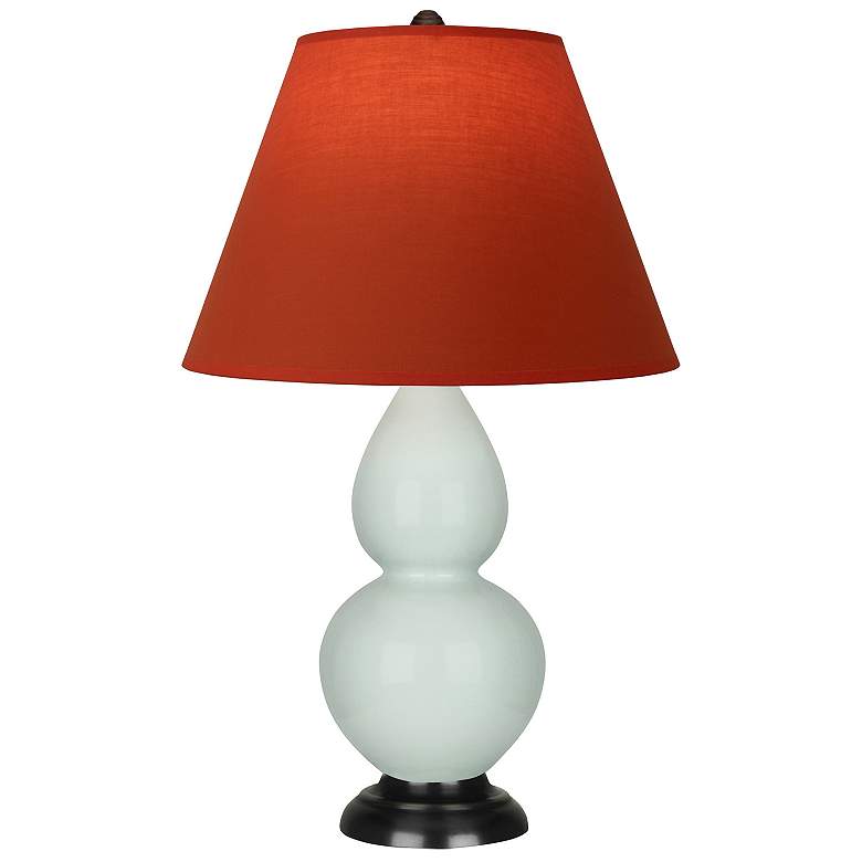 Image 1 Double Gourd 23"H Celadon And Bronze Lamp w/ Tangerine And Taupe Shade