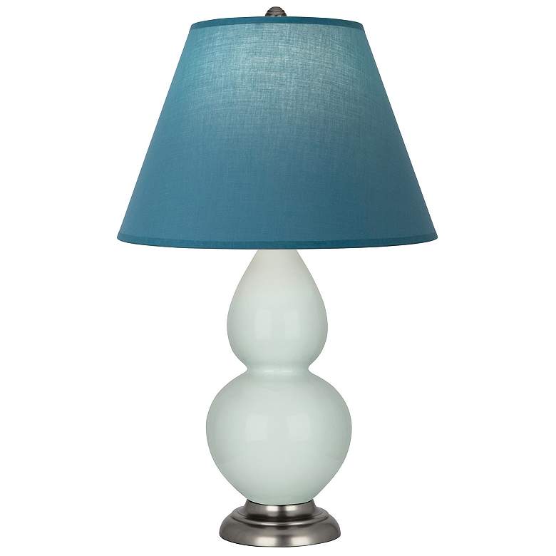 Image 1 Double Gourd 23"H Celadon And Silver Lamp w/ Bright Blue And Gray Shade