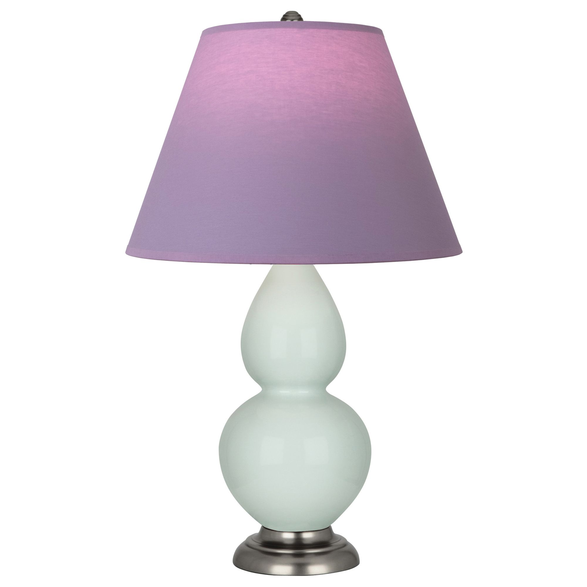 Image 2 Double Gourd 23"H Celadon And Silver Lamp w/ Lavender And Plum Shade more views
