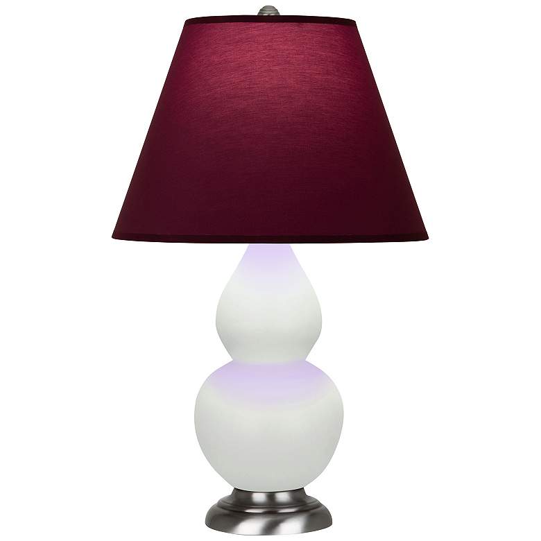 Image 1 Double Gourd 23"H Celadon And Silver Lamp w/ Plum And Lavender Shade