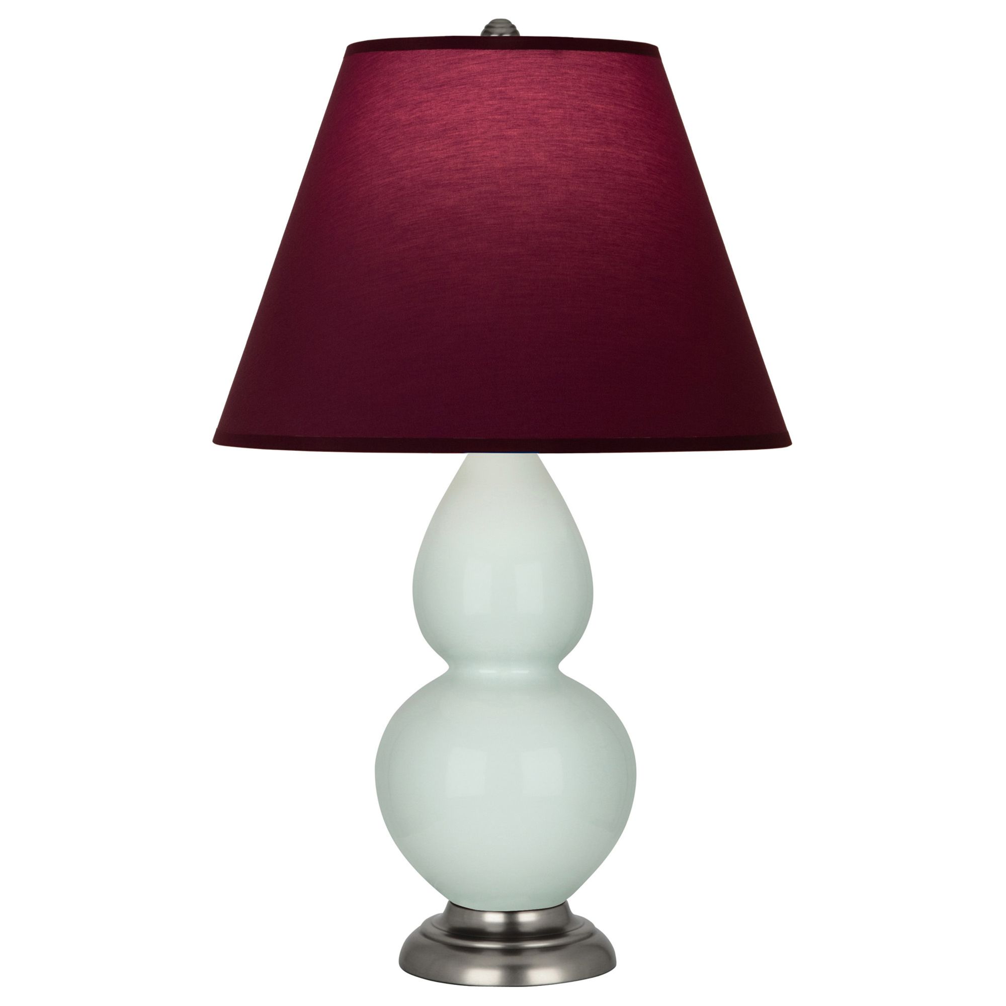 Image 2 Double Gourd 23"H Celadon And Silver Lamp w/ Plum And Lavender Shade more views
