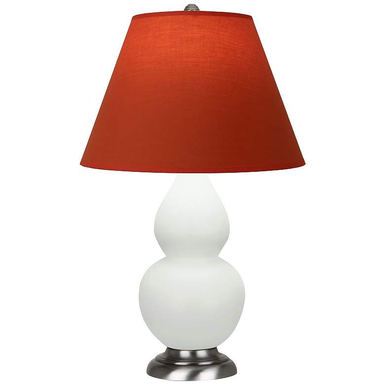 Image 1 Double Gourd 23"H Celadon And Silver Lamp w/ Tangerine And Taupe Shade