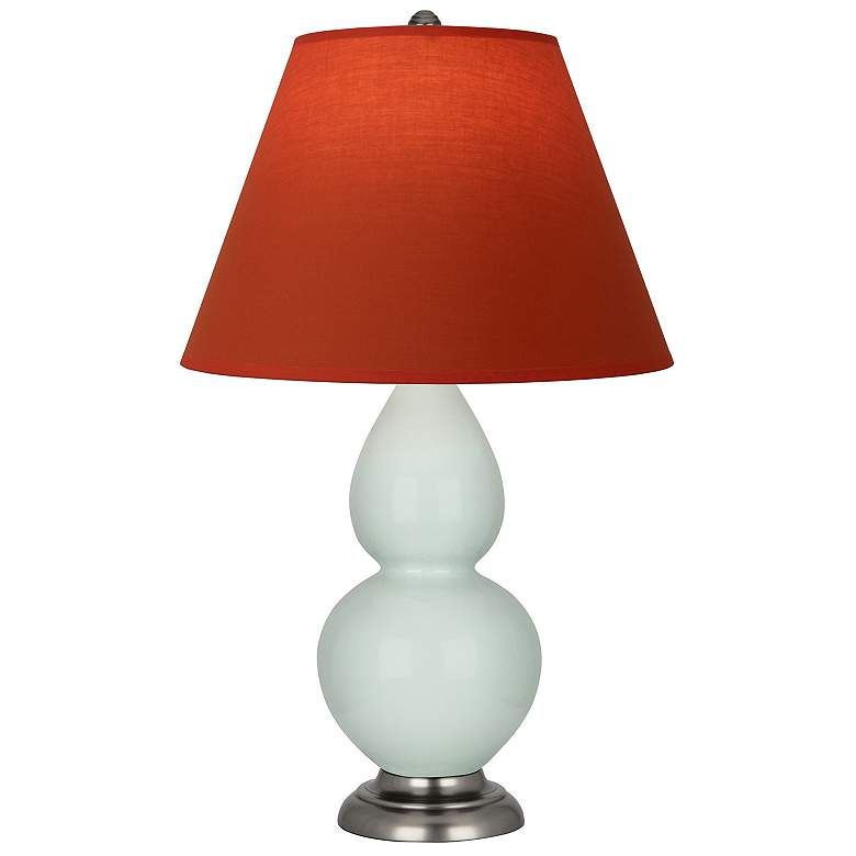Image 1 Double Gourd 23"H Celadon And Silver Lamp w/ Tangerine And Taupe Shade