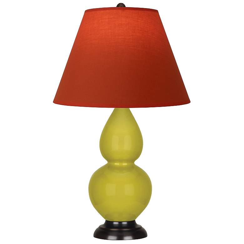 Image 1 Double Gourd 23"H Citron And Bronze Lamp w/ Tangerine And Taupe Shade