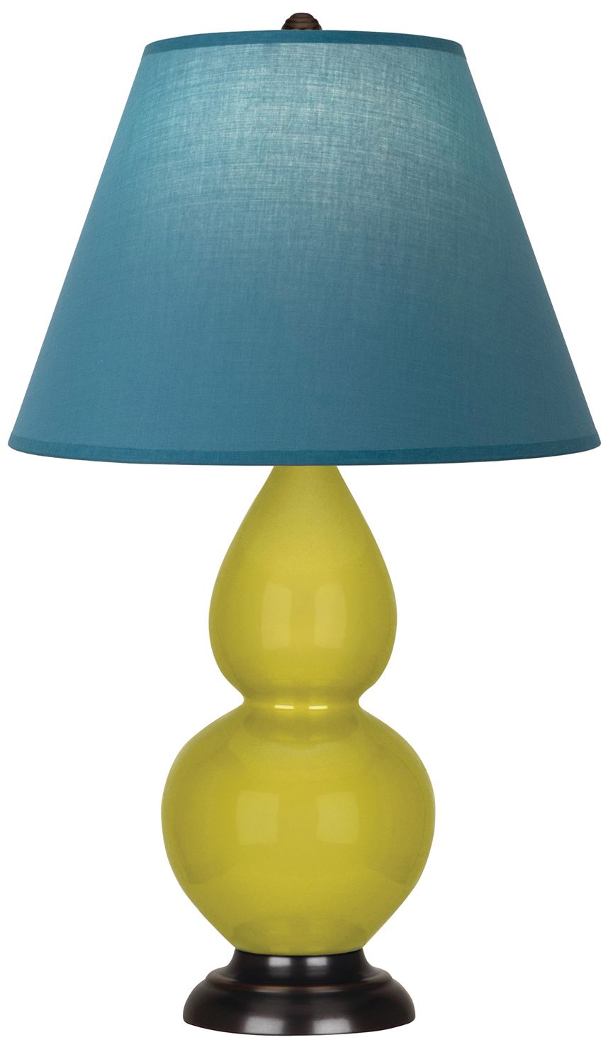 Double Gourd 23"H Citron & Bronze Lamp w/ Bright Blue & Gray Made to Order