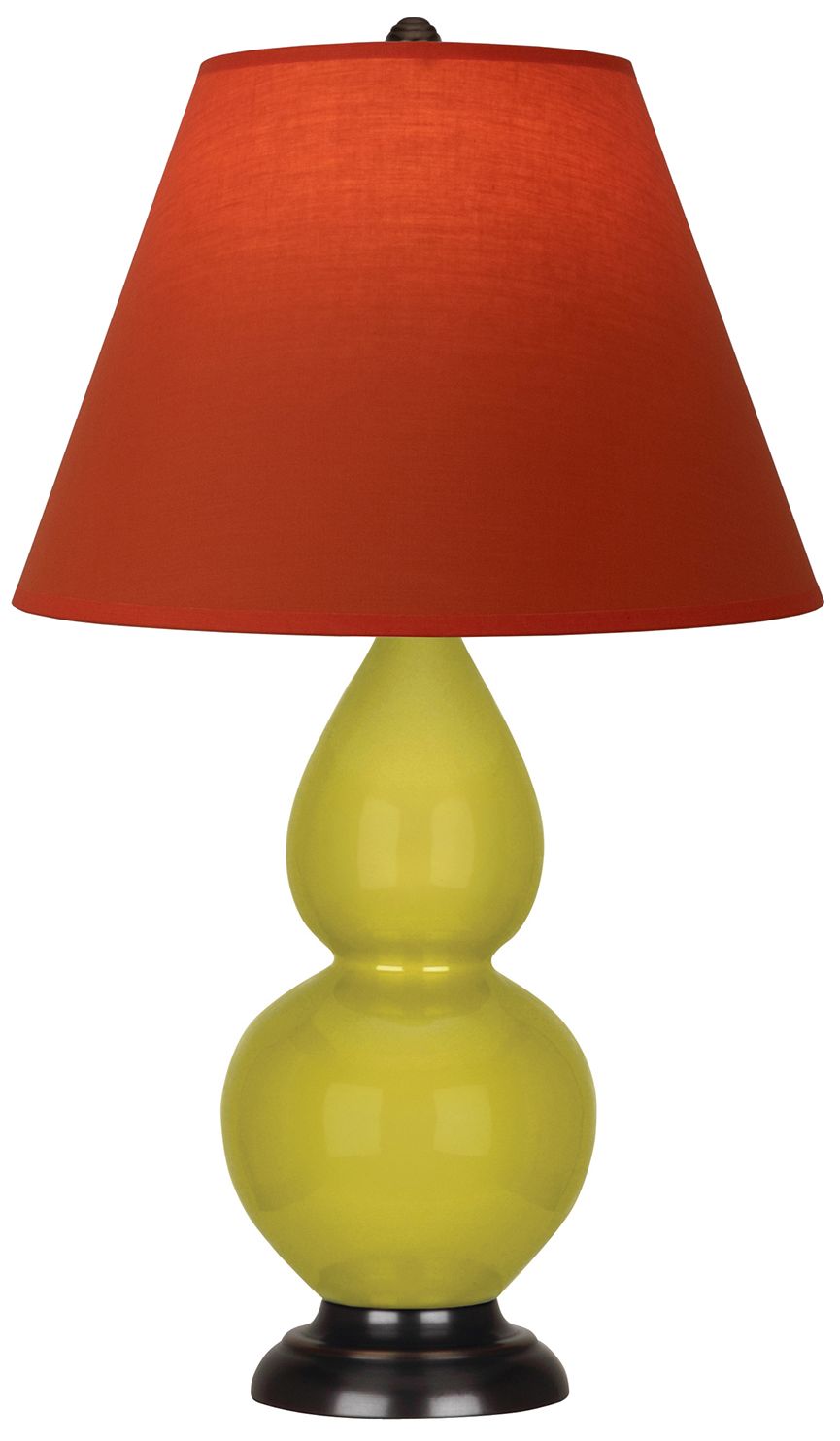 Double Gourd 23"H Citron & Bronze Lamp w/ Tangerine & Taupe Made to Order