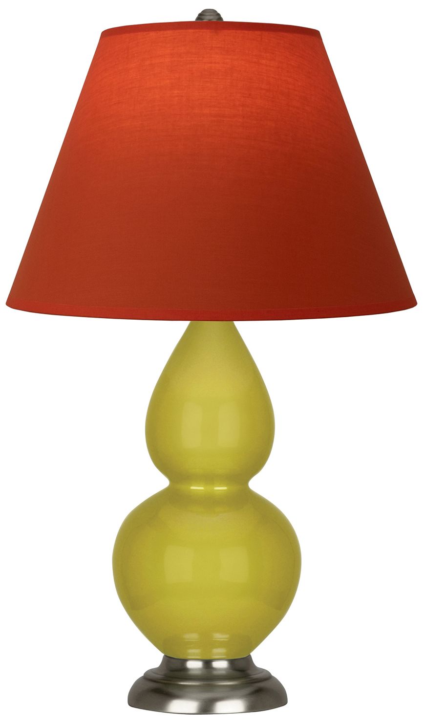 Double Gourd 23"H Citron & Silver Lamp w/ Tangerine & Taupe Made to Order