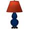 Double Gourd 23"H Cobalt And Bronze Lamp w/ Tangerine And Taupe Shade