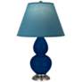 Double Gourd 23"H Cobalt And Silver Lamp w/ Bright Blue And Gray Shade